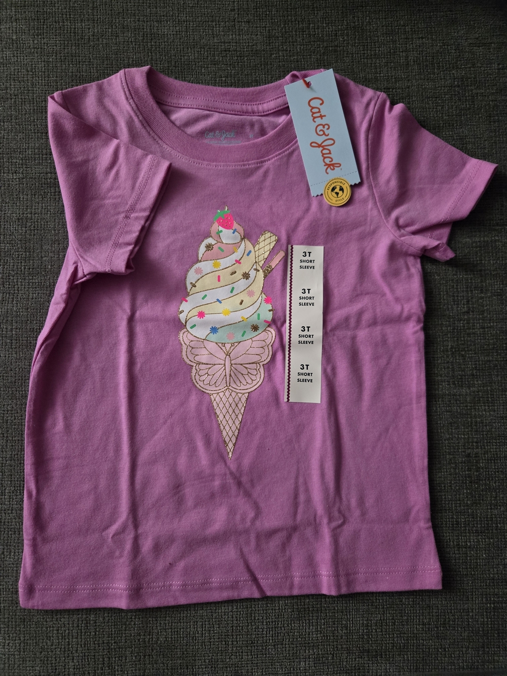 Cat & Jack Pink Short-Sleeve Ice Cream Cone Graphic Tee